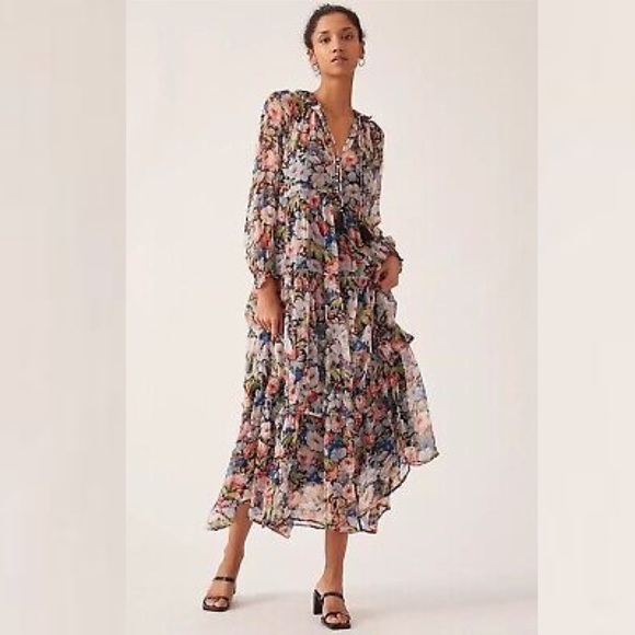 Anthropologie Dresses & Skirts - Anthropologie The Marais Printed Chiffon Maxi Dress Size XSP